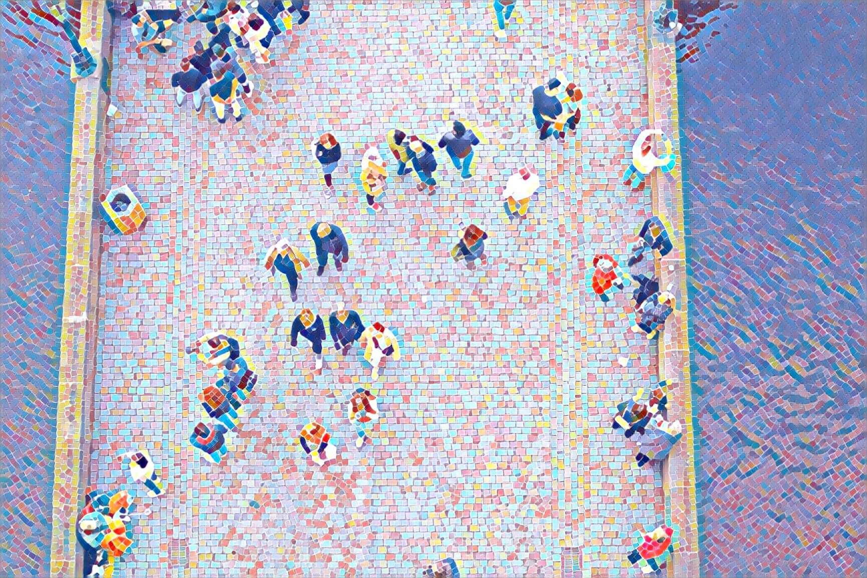 Crowd of people walking