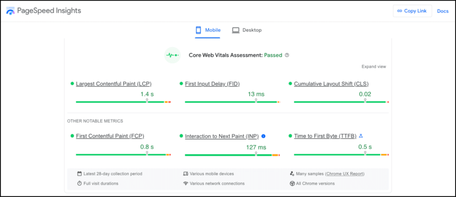 google page speed insights ecommerce seo tool