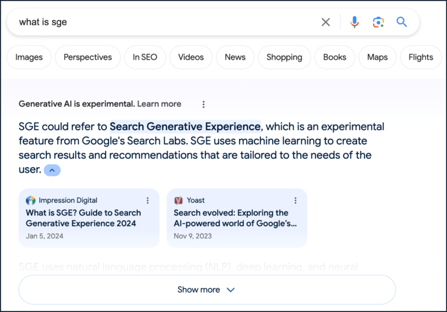 seo sge predictions ai snapshot